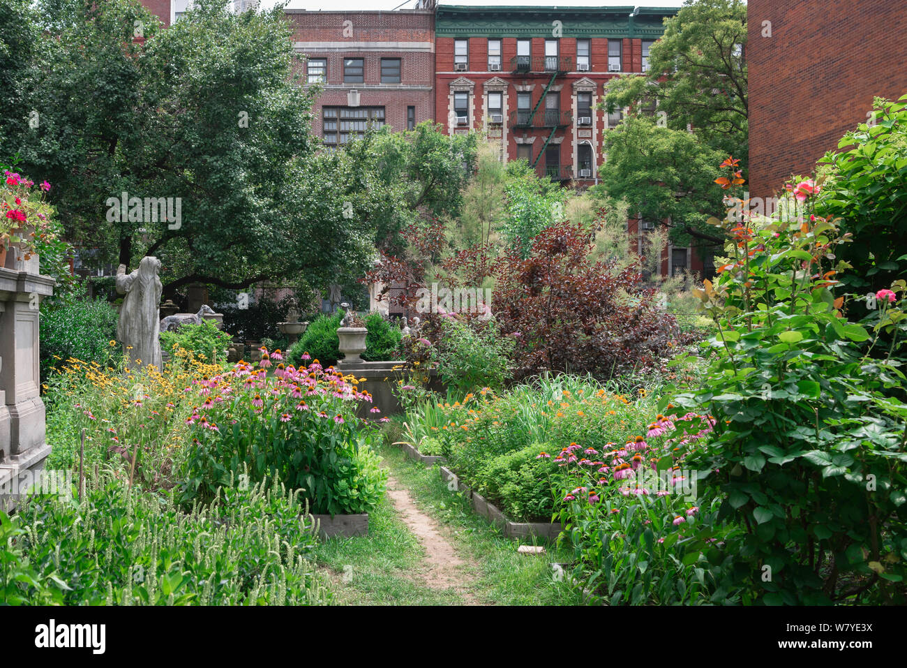 New York garden, view in summer of the Elizabeth Street Garden a