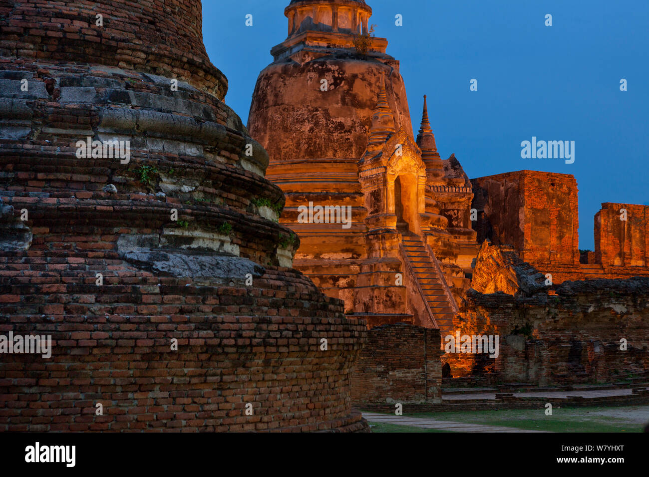 Wat Phra Samphet temple at night, Ayutthaya, Thailand, September 2014. Stock Photo