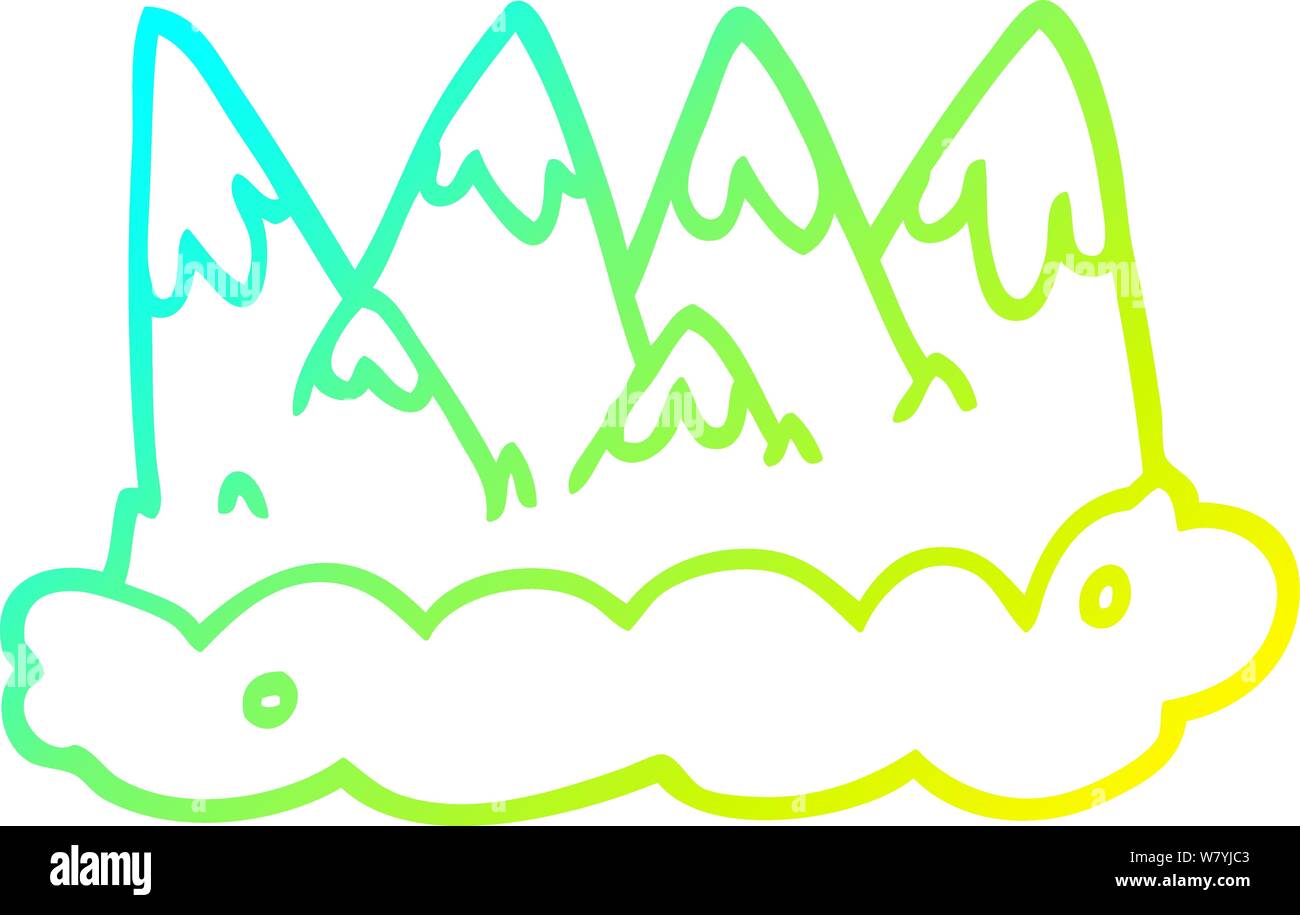 cold gradient line drawing of a cartoon mountains Stock Vector