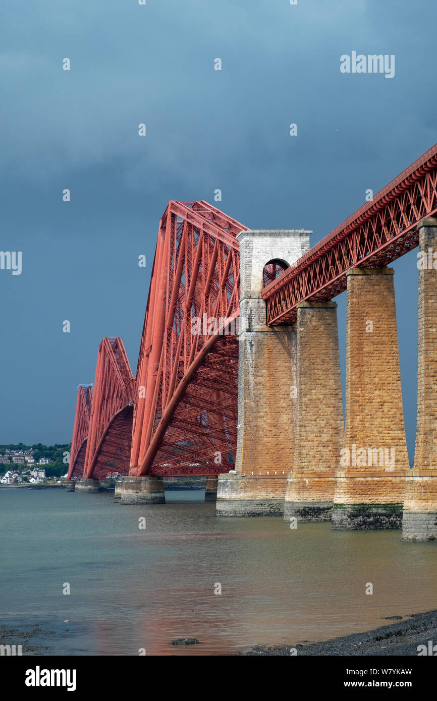 The iconic Forth Rail Bridge at South Queensferry Scotland. Stock Photo