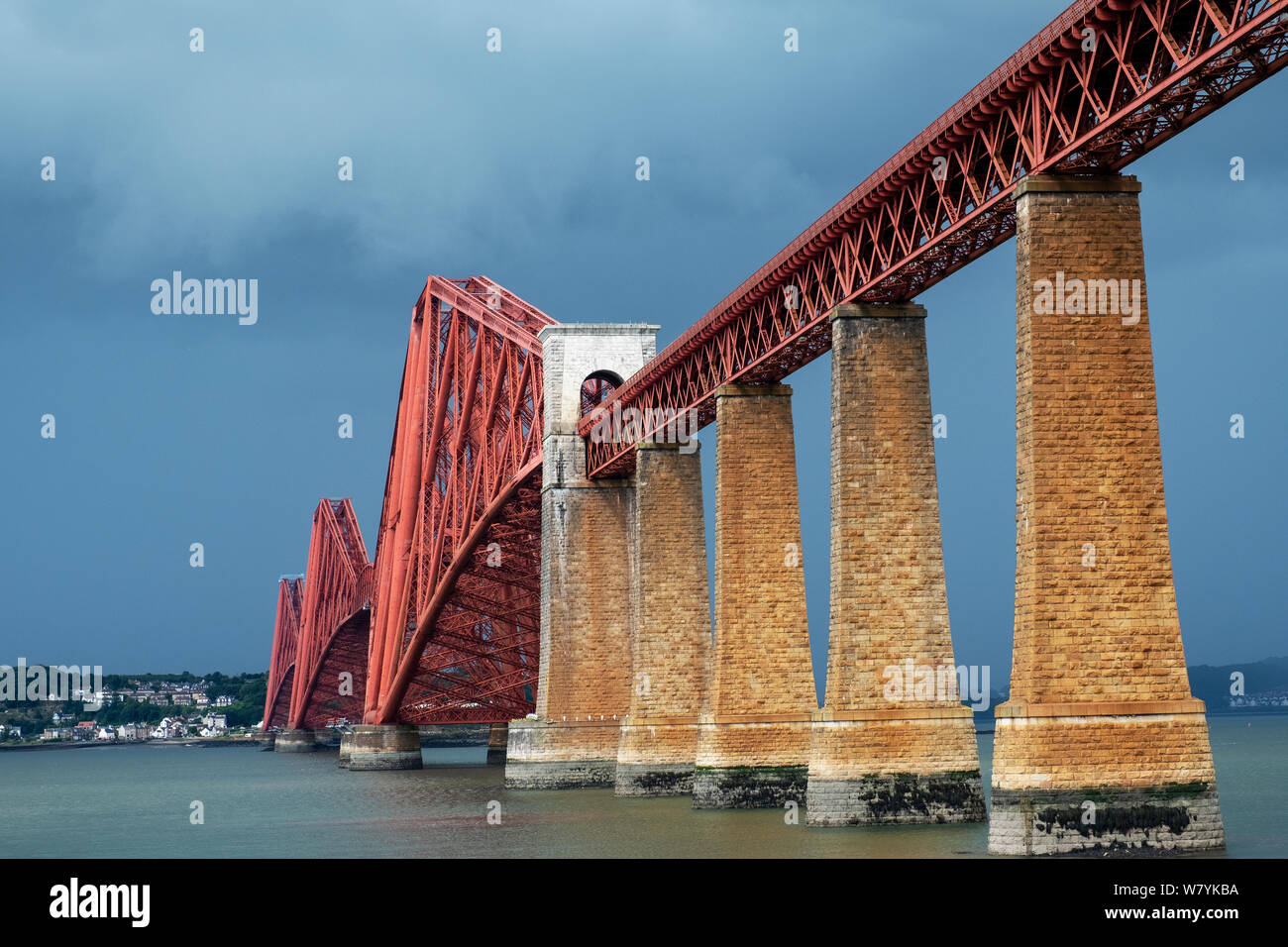 The iconic Forth Rail Bridge at South Queensferry Scotland. Stock Photo