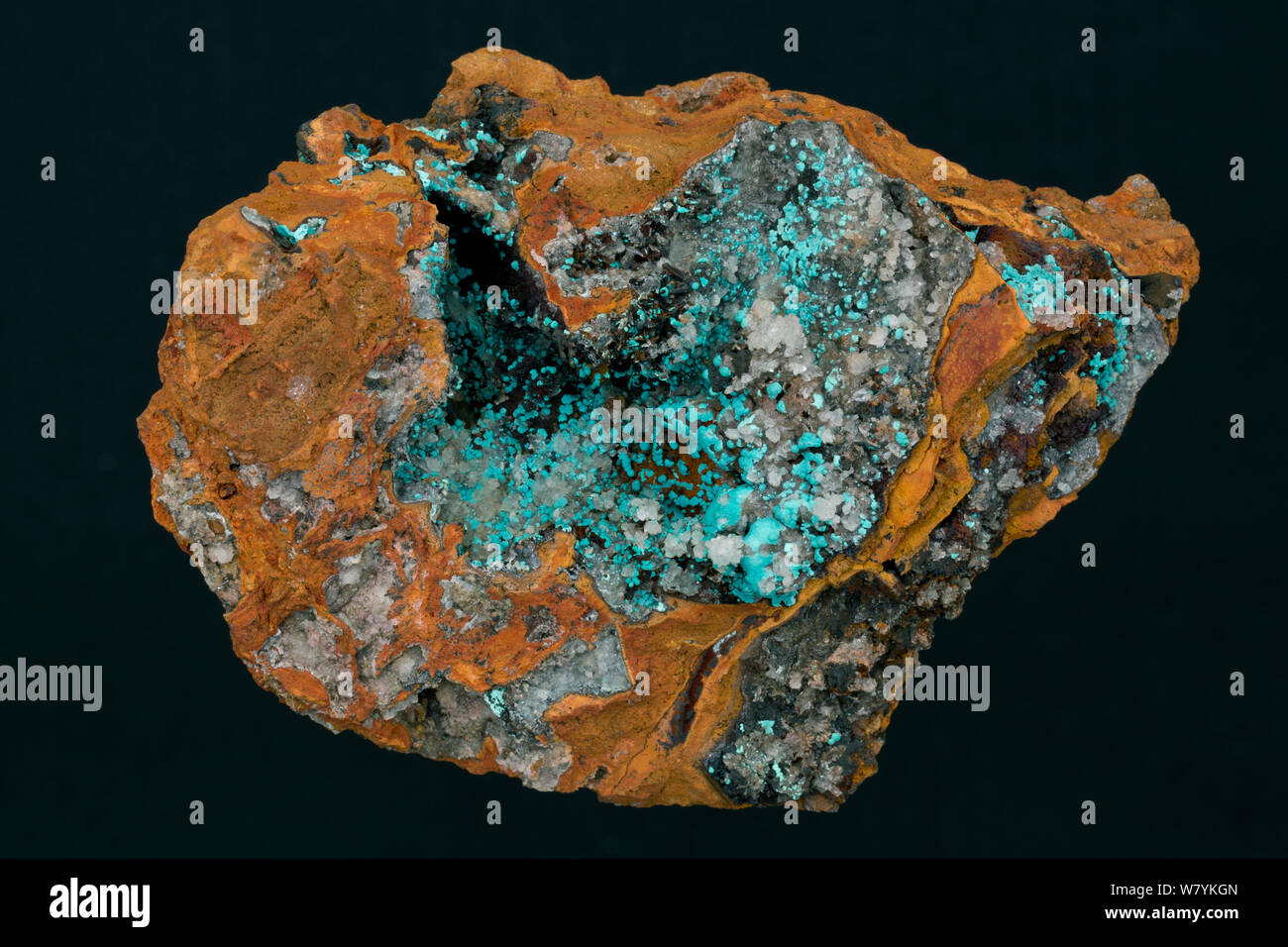 Rosasite, a copper zinc carbonate hydroxide, Mapimi, Mexico Stock Photo