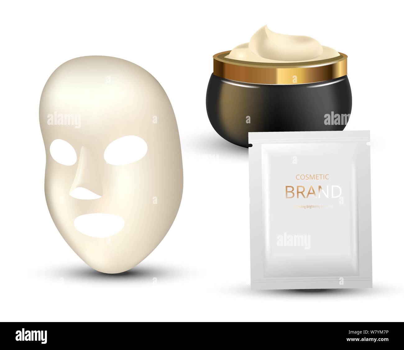Facial Mask Cosmetics Packaging. Package design for face mask on white