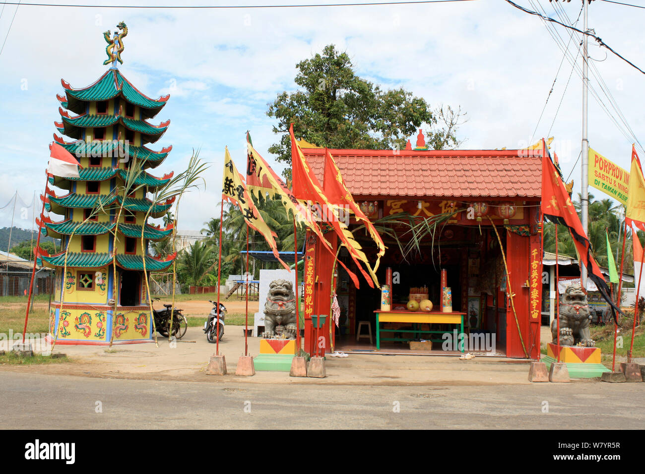 Chinese Pagoda, Singkawang, West Kalimantan, Indonesian Borneo. August 2010. Stock Photo