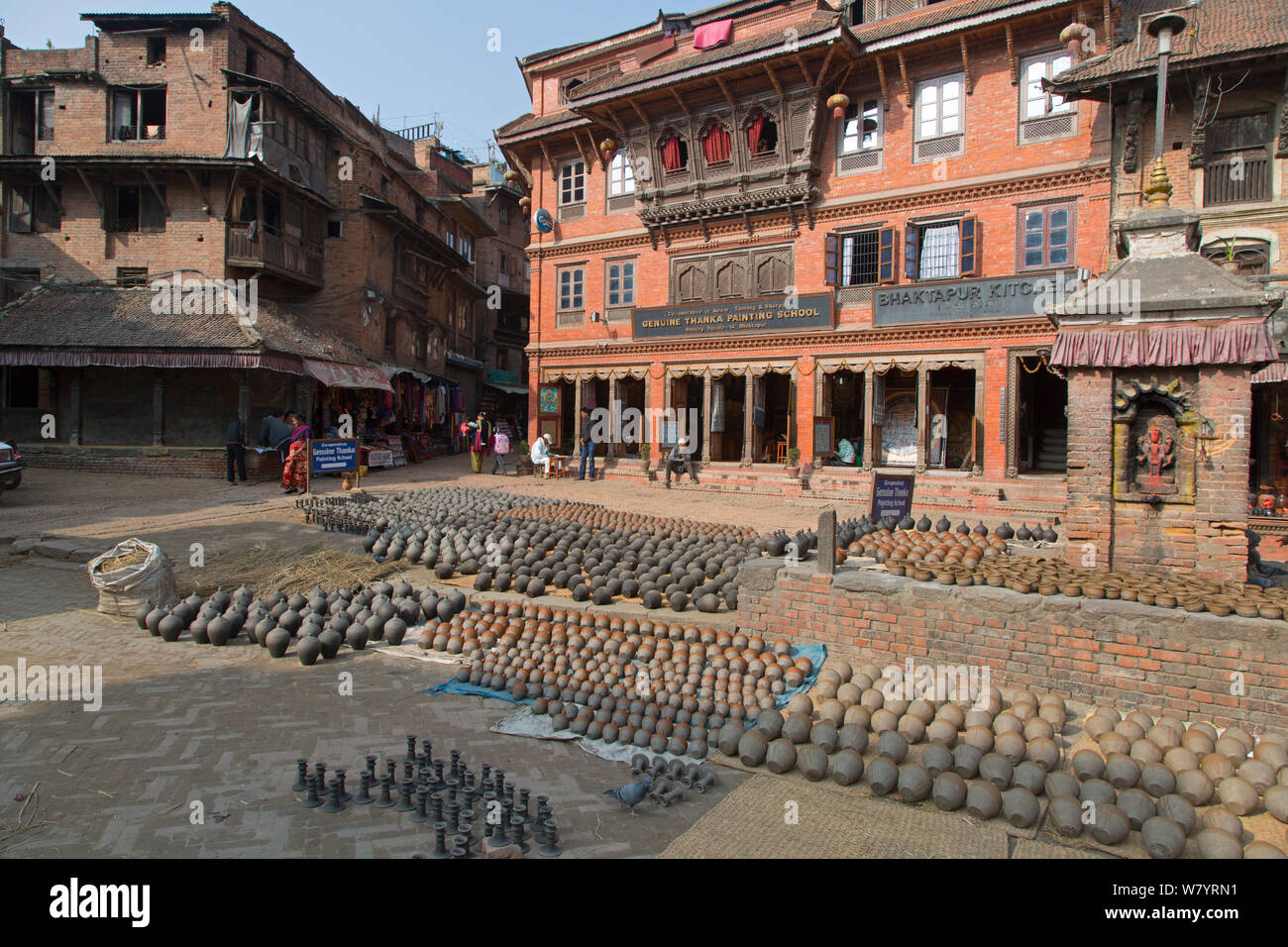 Pottery square, Bhaktapur UNESCO World Heritage Site, Kathmandu Valley, Nepal. November 2014. Stock Photo