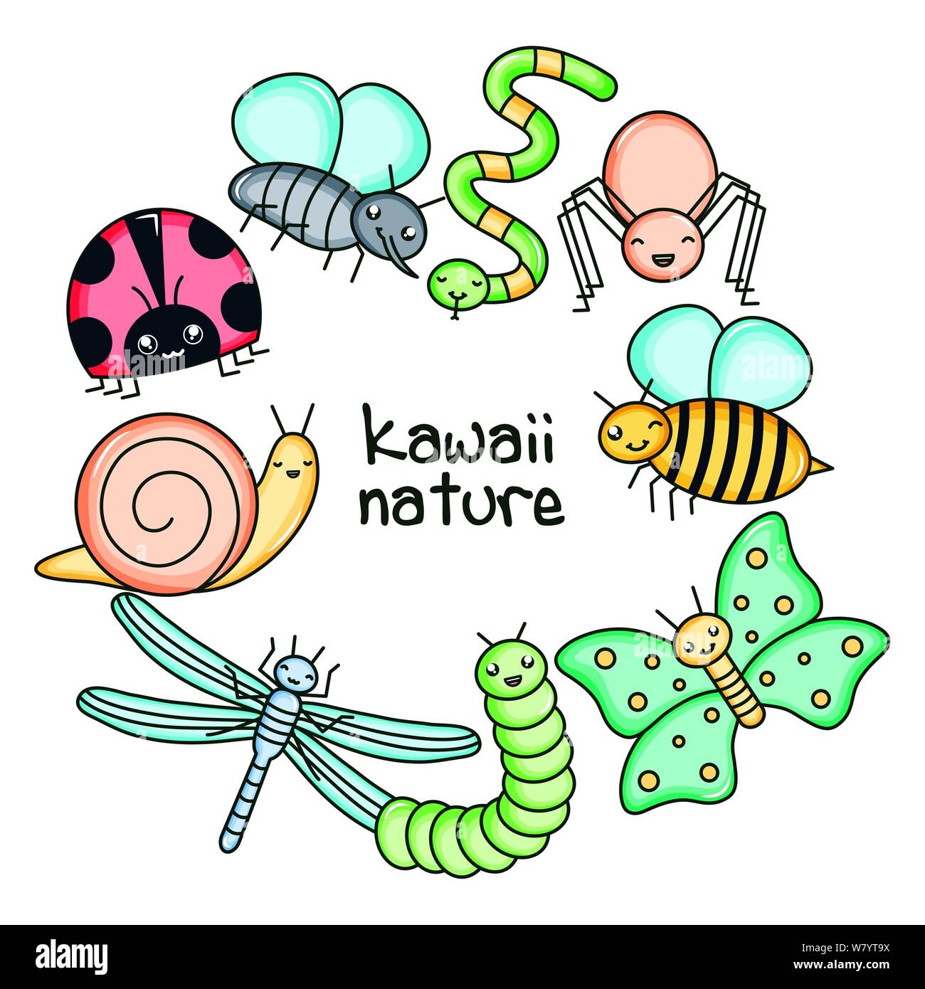 cute and little garden animals kawaii characters vector illustration design Stock Vector