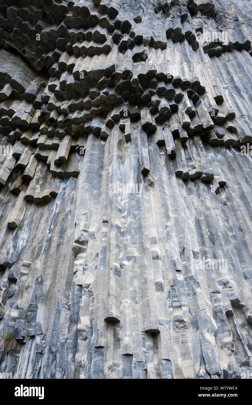 Basalt columns, Garni Gorge, Armenia, May. Stock Photo