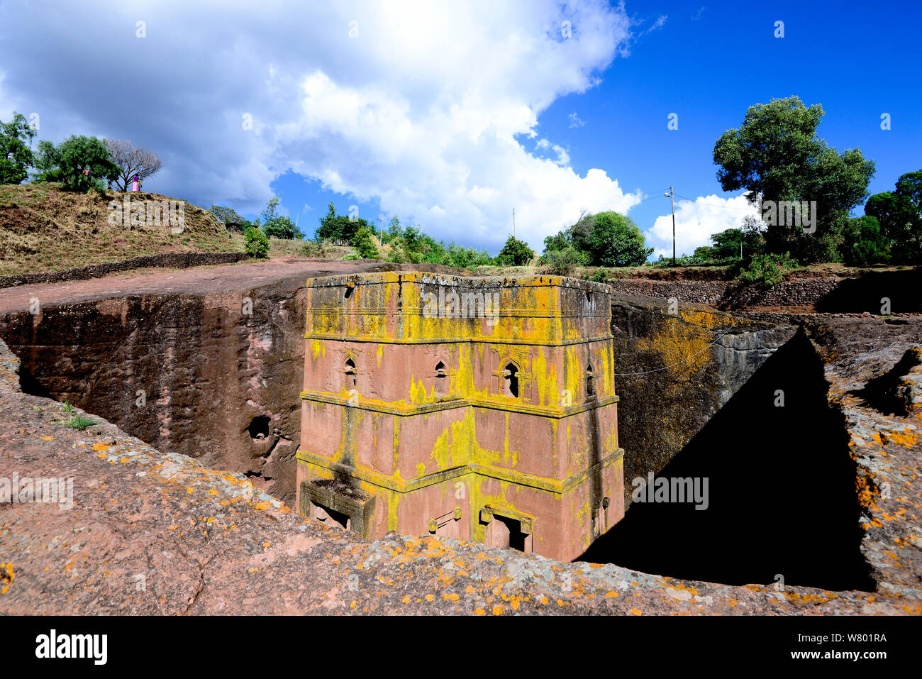 Bet Giyorgis Church, a church carved out of solid tufa rock, Lalibela. UNESCO World Heritage Site. Ethiopia, December 2014. Stock Photo