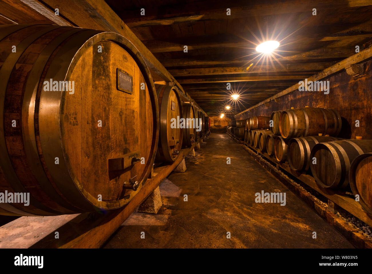 Interior of Branco Cotar Winery, Green Karst, Slovenia, October 2014. Stock Photo