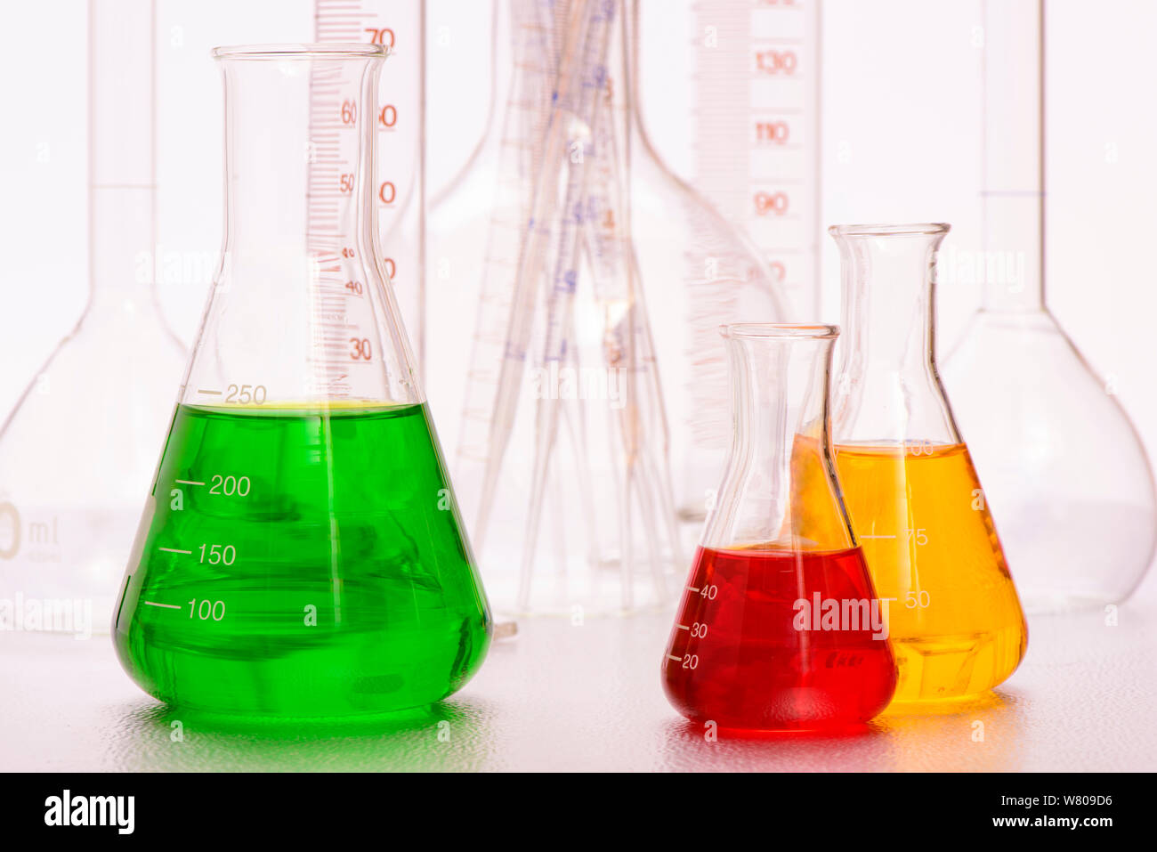 scientific experiment in chemical laboratory Stock Photo