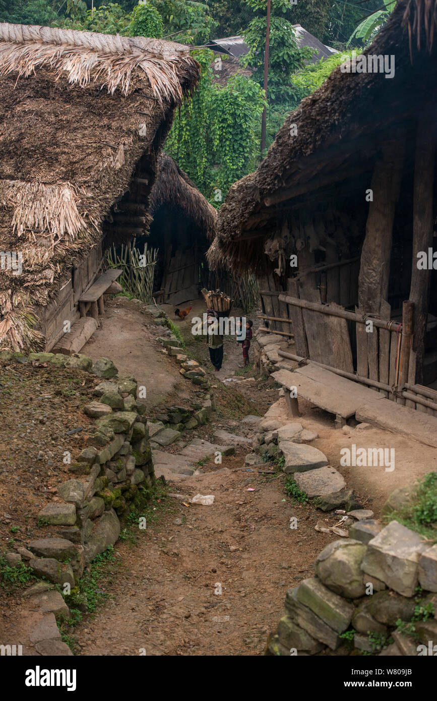 Konyak Naga Mongnyakshu Village, Mon district.Nagaland,  North East India, October 2014. Stock Photo