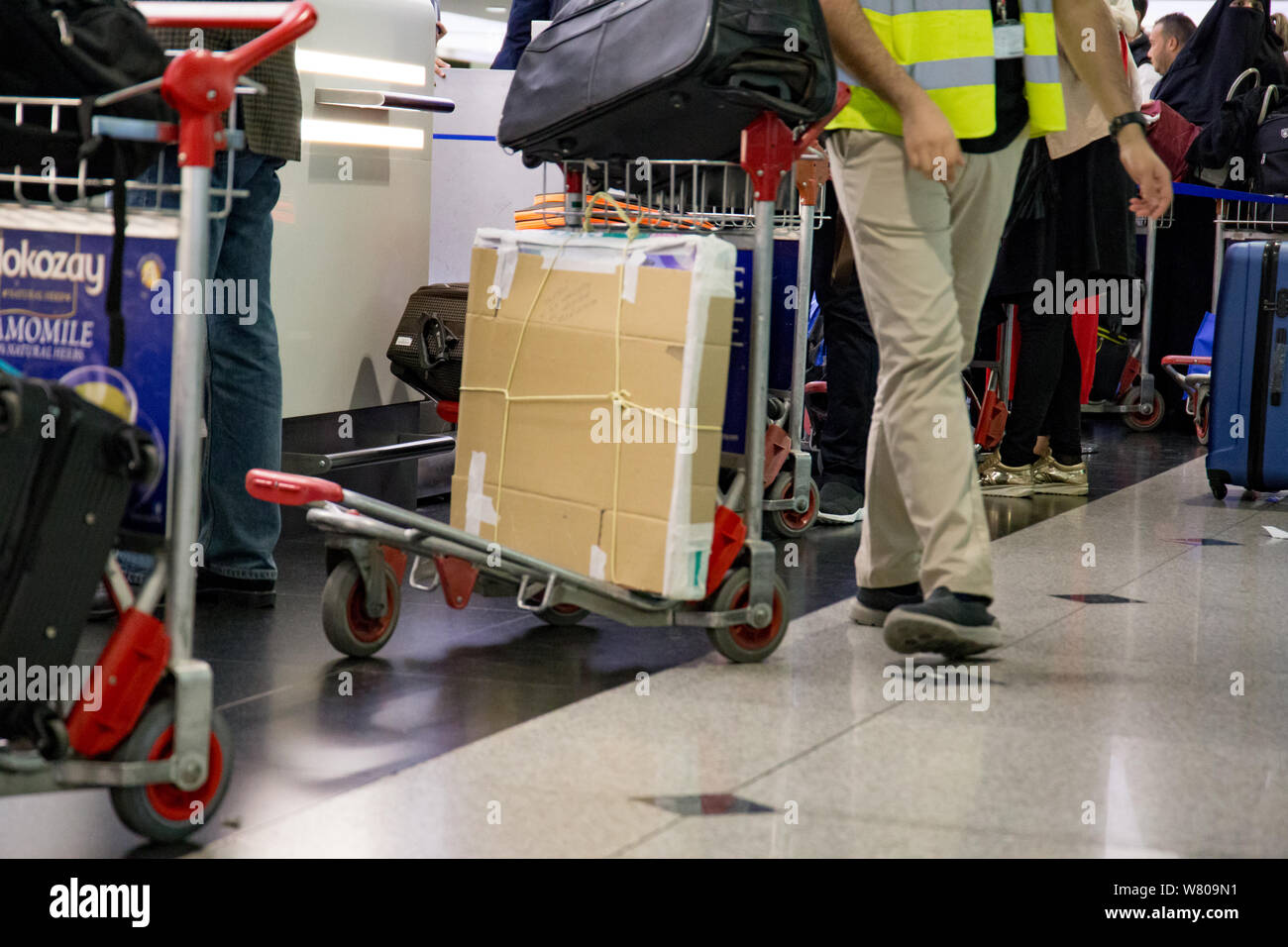 Baggage cart in airport Stock Photo Alamy