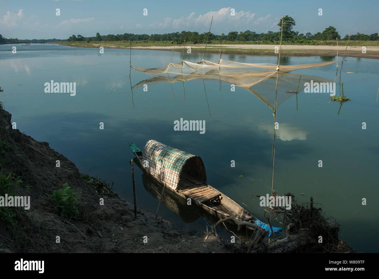 Cantilever fish net, Mising Tribe, Majuli Island, Brahmaputra River