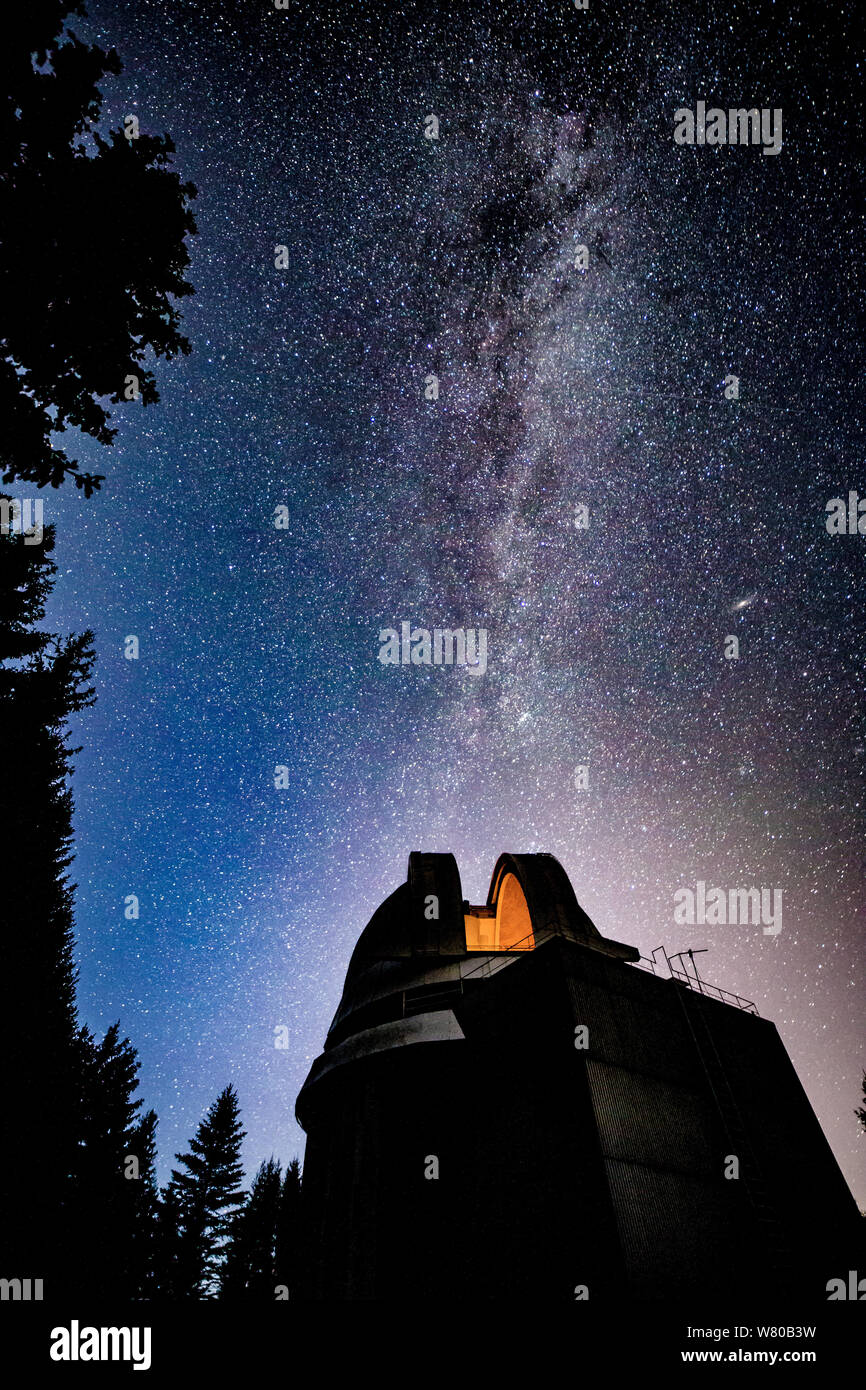 Milky way galaxy over observatory Stock Photo