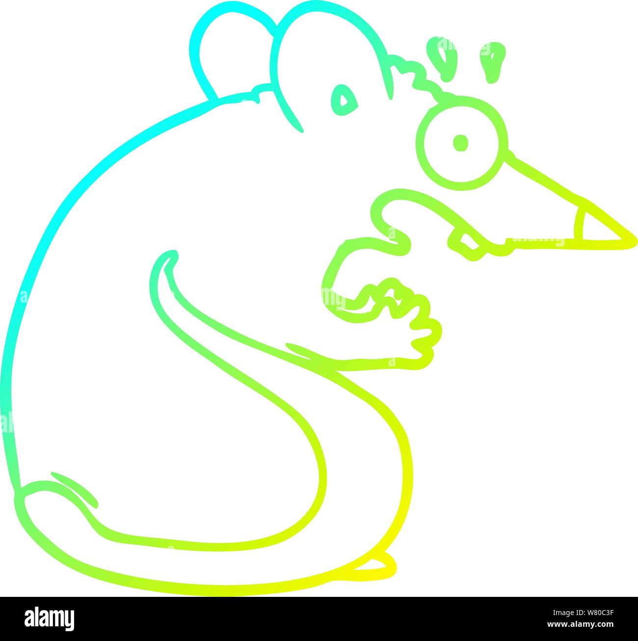 cold gradient line drawing of a cartoon frightened mouse Stock Vector ...
