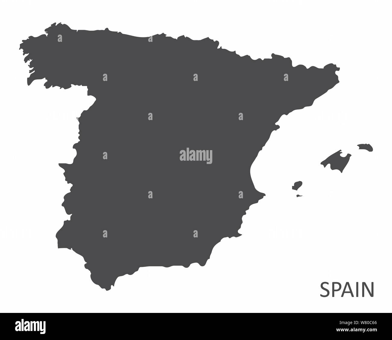 Spain silhouette map isolated on white background Stock Vector