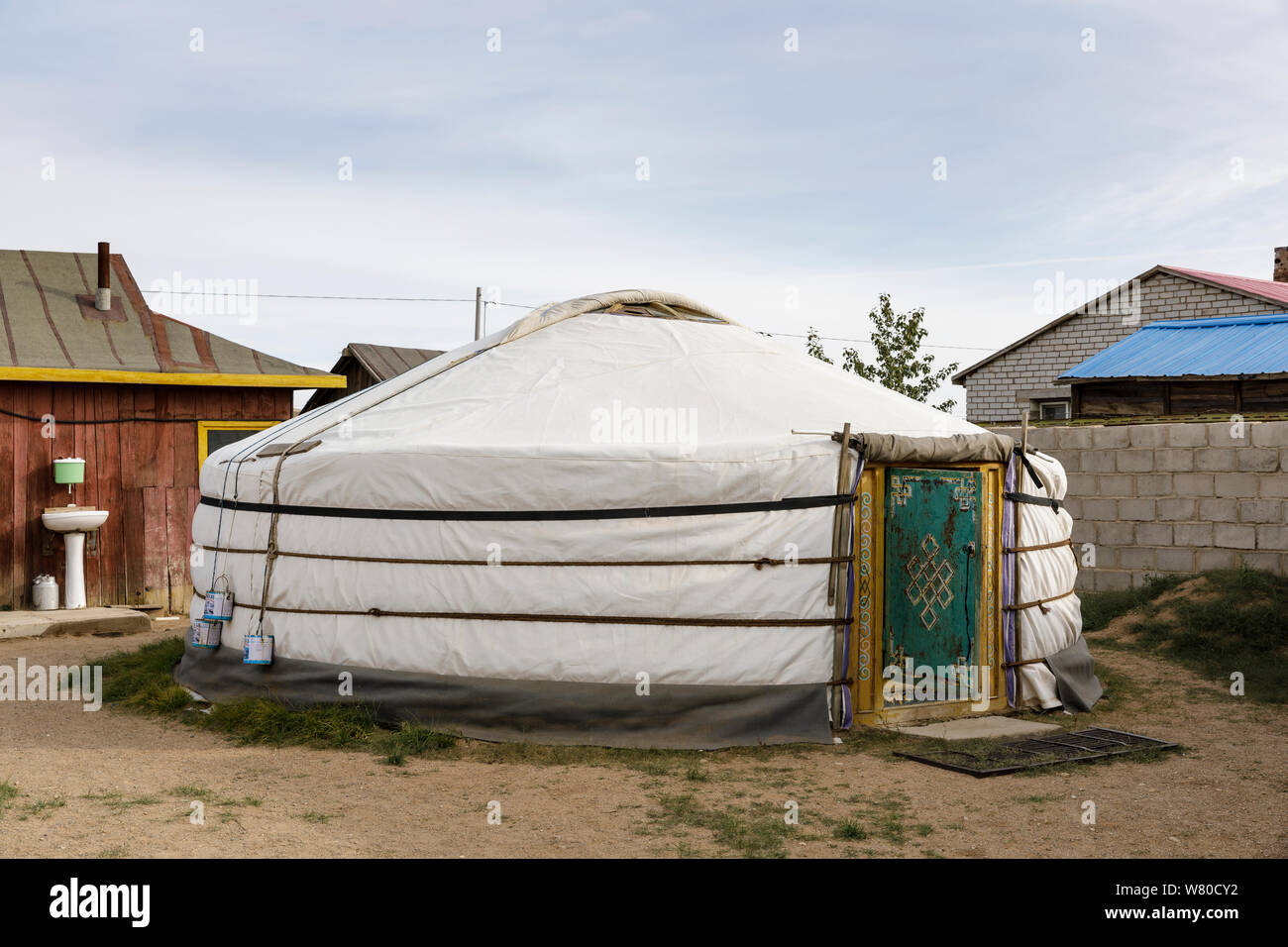 Traditional Mongolian ger or yurt. Stock Photo