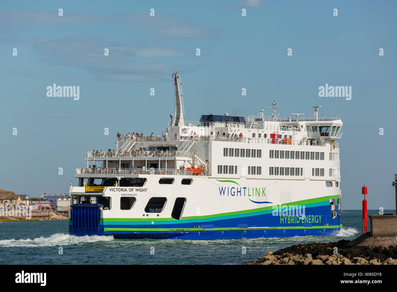 Wightlink's Hybrid Energy Car ferry Victoria of Wight leaving