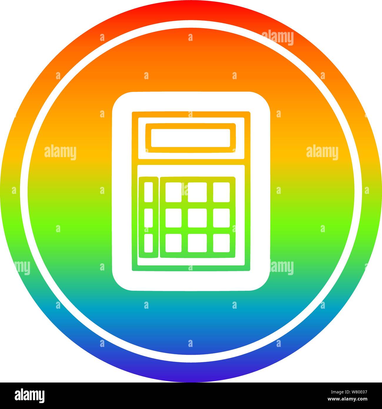 math calculator circular icon with rainbow gradient finish Stock Vector ...