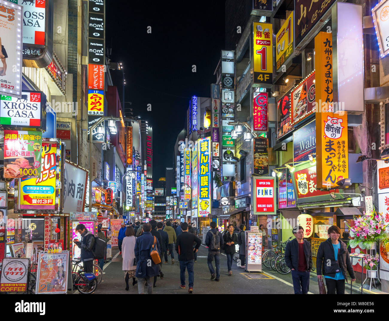 Kabukicho, Tokyo. Stores and restaurants at night in the Kabukichō district, Shinjuku, Tokyo, Japan Stock Photo