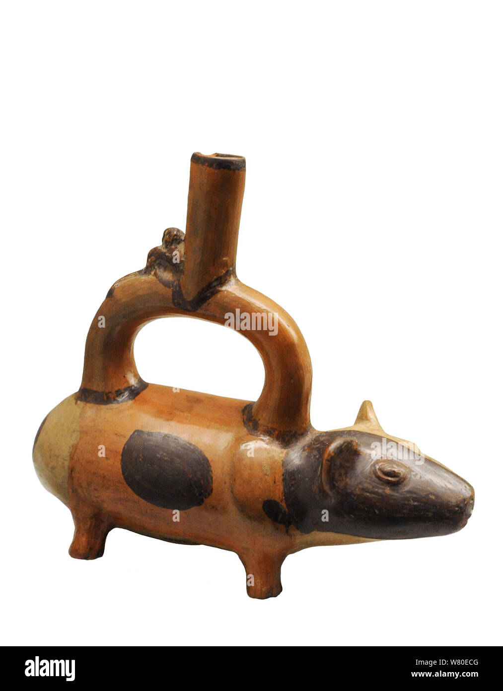 Zoomorphic vessel depicting a guinea pig. Ceramic. Chimu culture. Late Intermediate Horizon (1000-1470 AD). Peru. Museum of the Americas. Madrid, Spain. Stock Photo