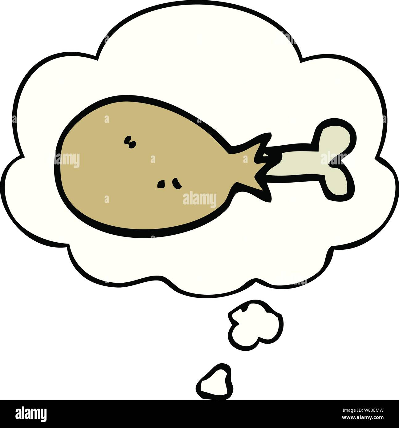 Cartoon Cooked Chicken Leg With Thought Bubble Stock Vector Image Art Alamy