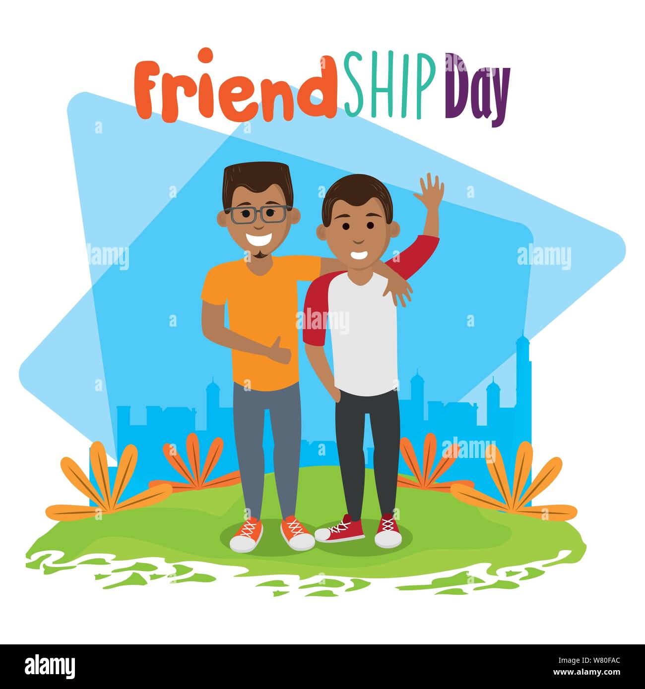 friendship day happy youth cartoon Stock Vector Image & Art - Alamy