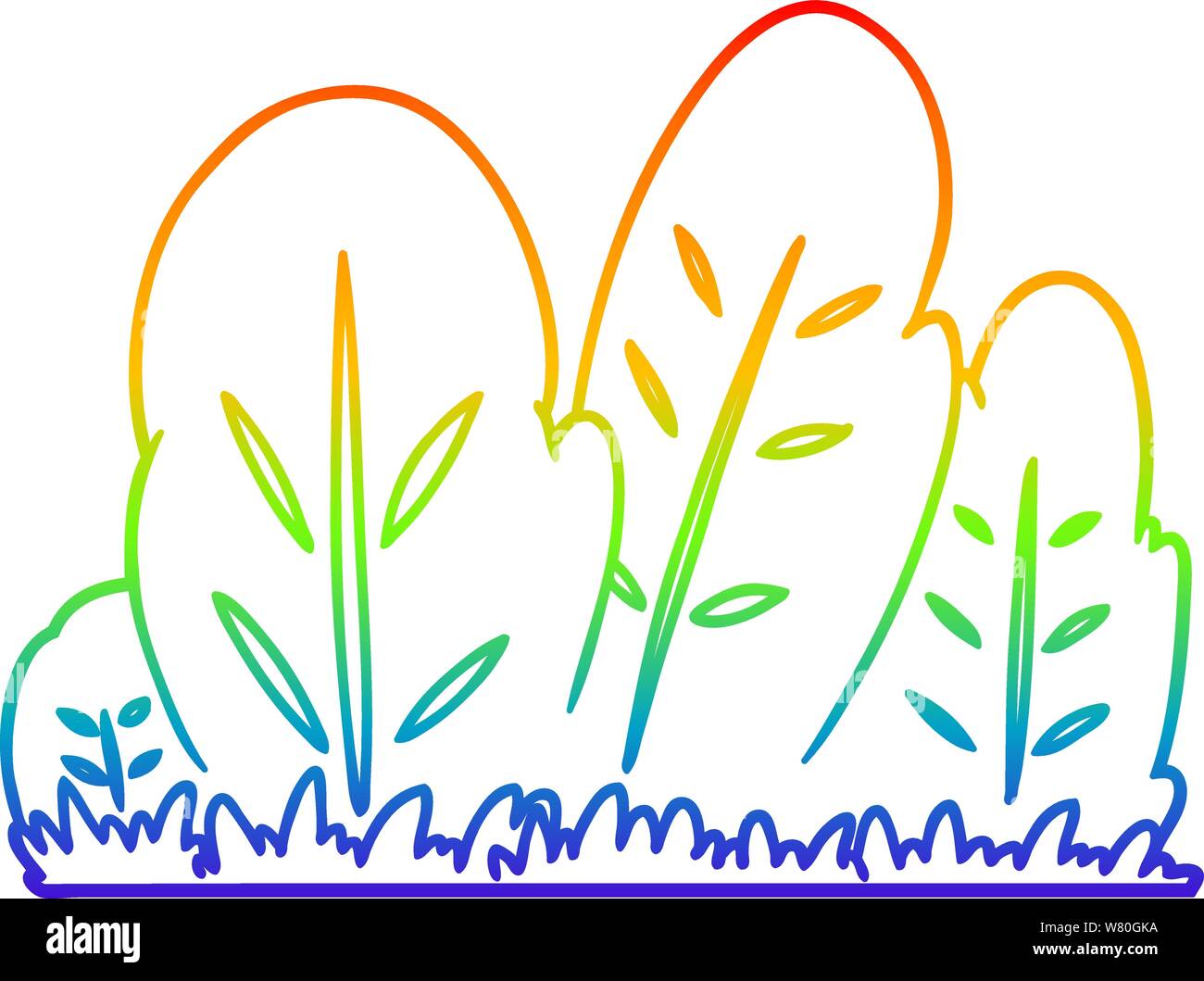 rainbow gradient line drawing of a cartoon hedge Stock Vector