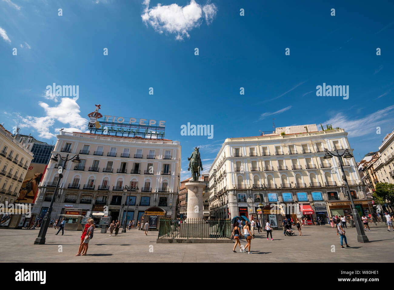 Horizontal view of Puerta del Sol in Madrid. Stock Photo