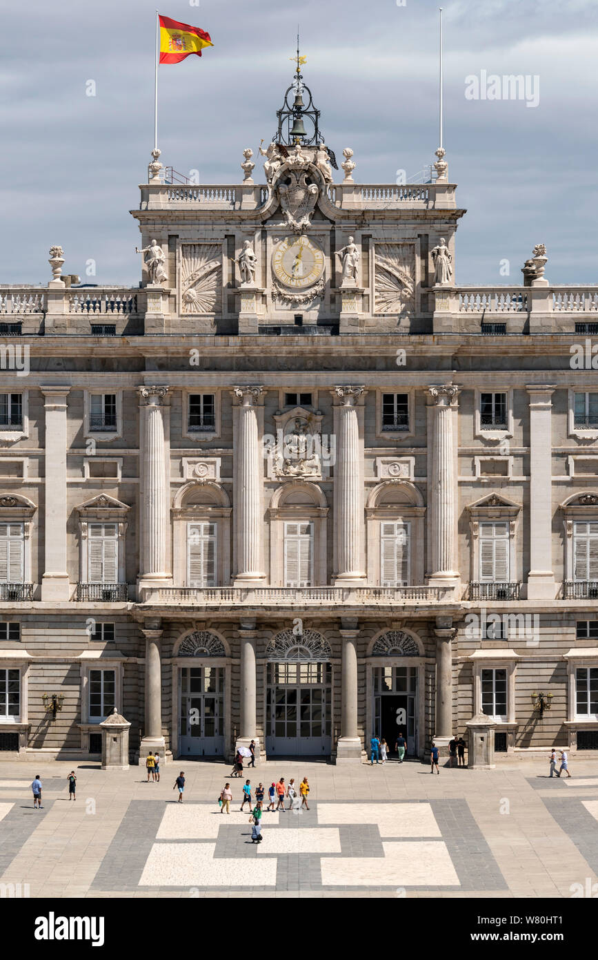 Vertical aerial view of the Royal Palace in Madrid. Stock Photo