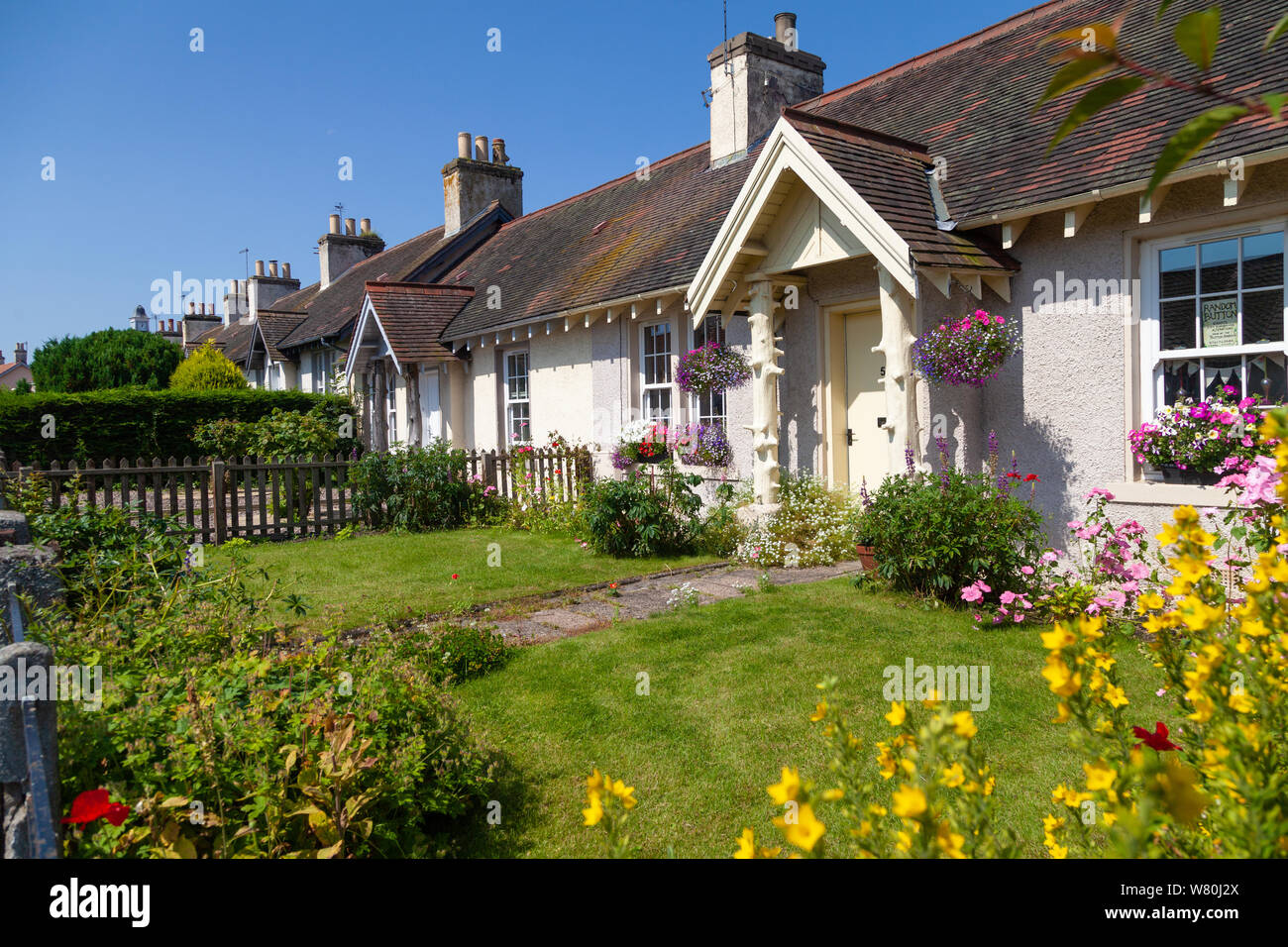 Traditional ex miners houses in the pretty Fife village of Coaltown of Wemyss. Stock Photo