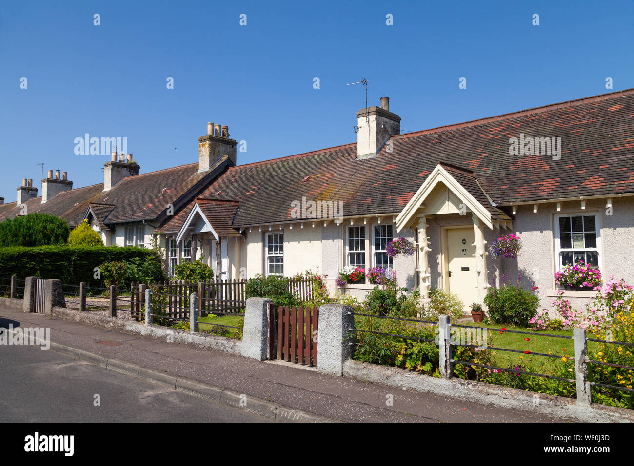 Traditional ex miners houses in the pretty Fife village of Coaltown of Wemyss. Stock Photo