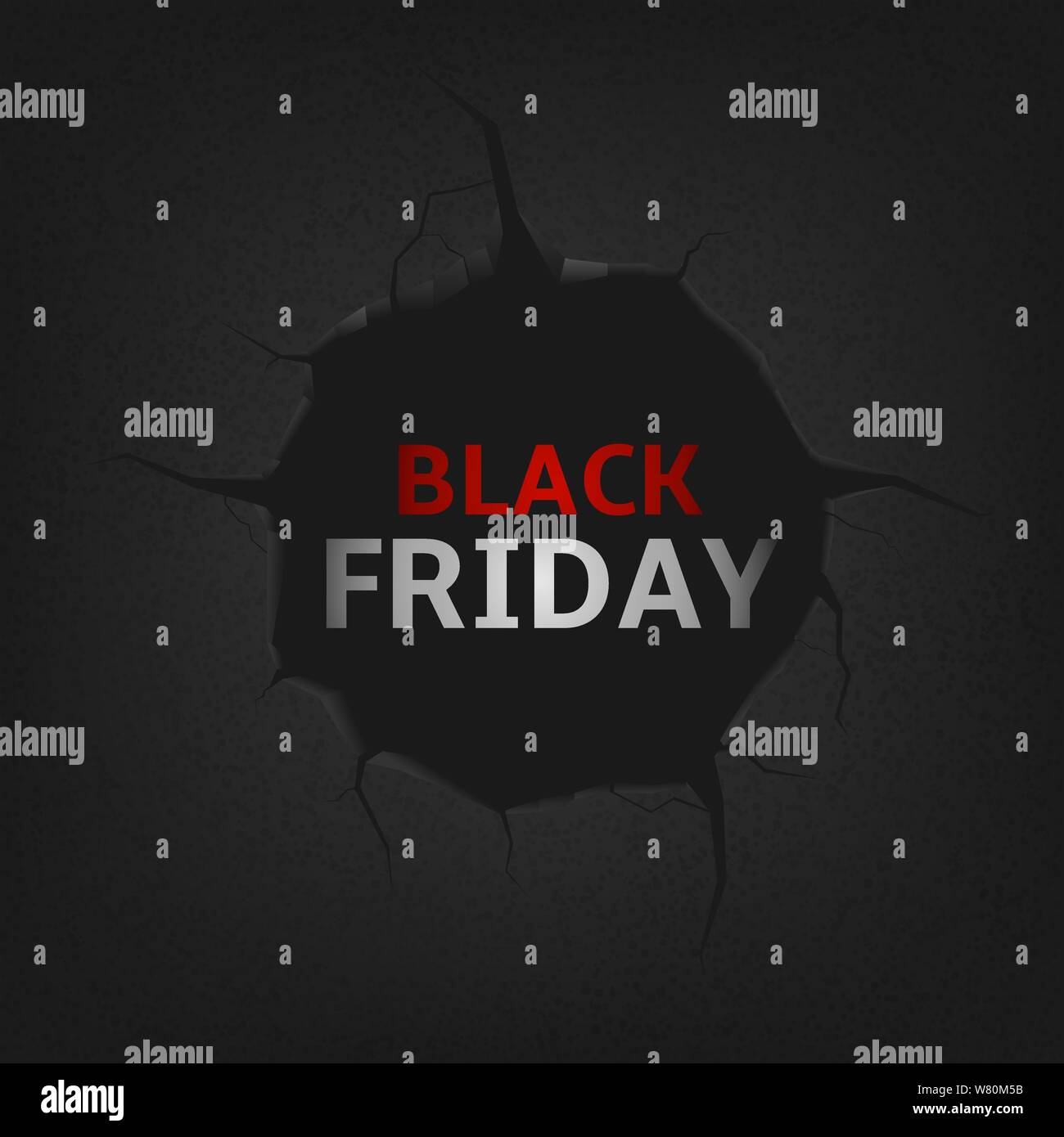 Black Friday. Black Friday sale, Hole with cracks background Stock Vector