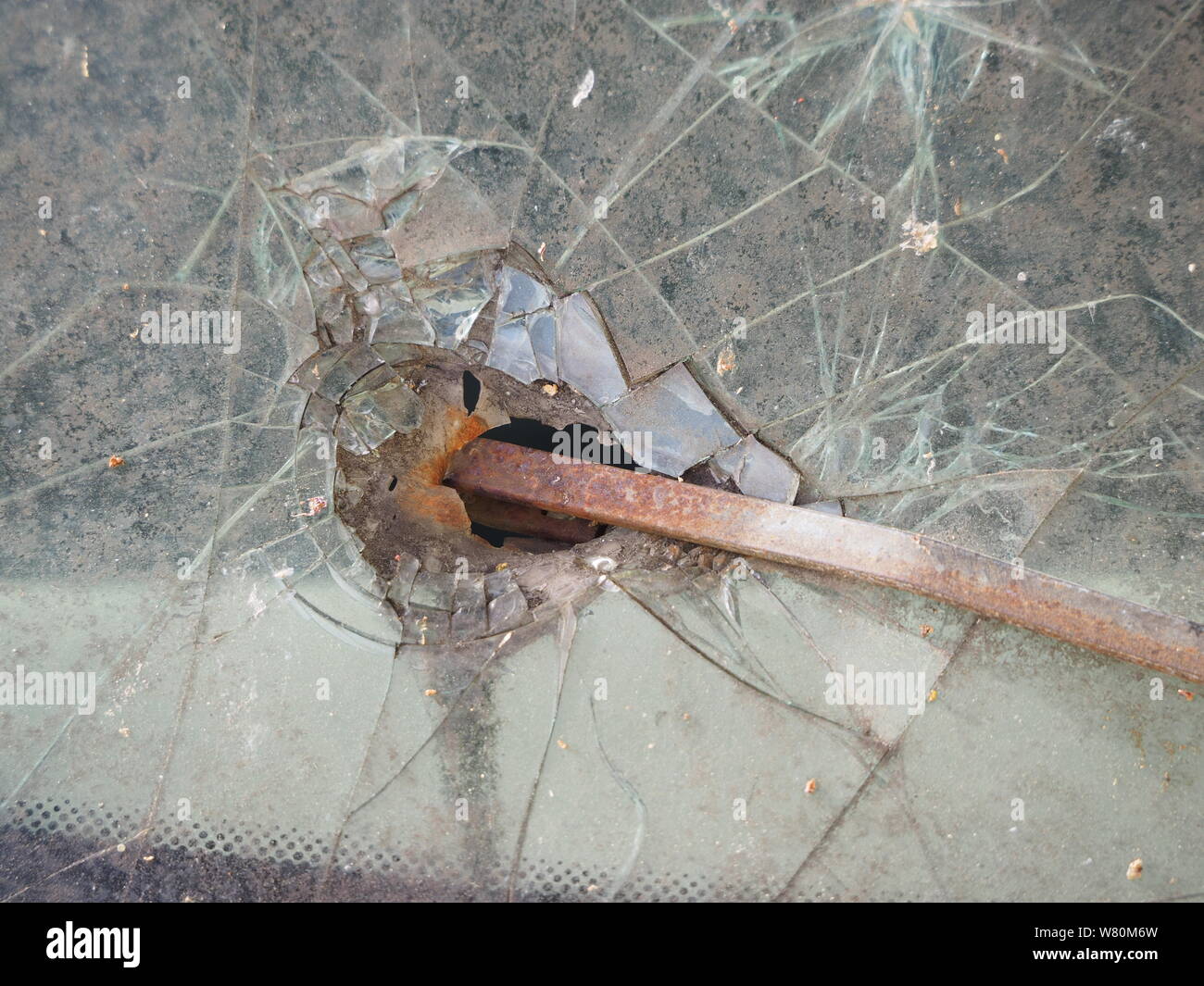 Broken car windshield rusty wiper Stock Photo Alamy