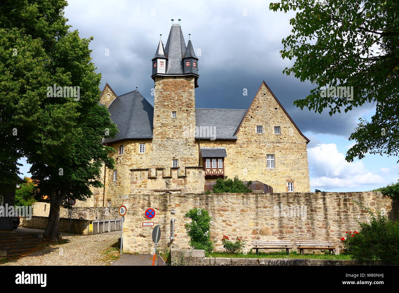 Blick auf das Schloss Spangenberg in Nordhessen Stock Photo