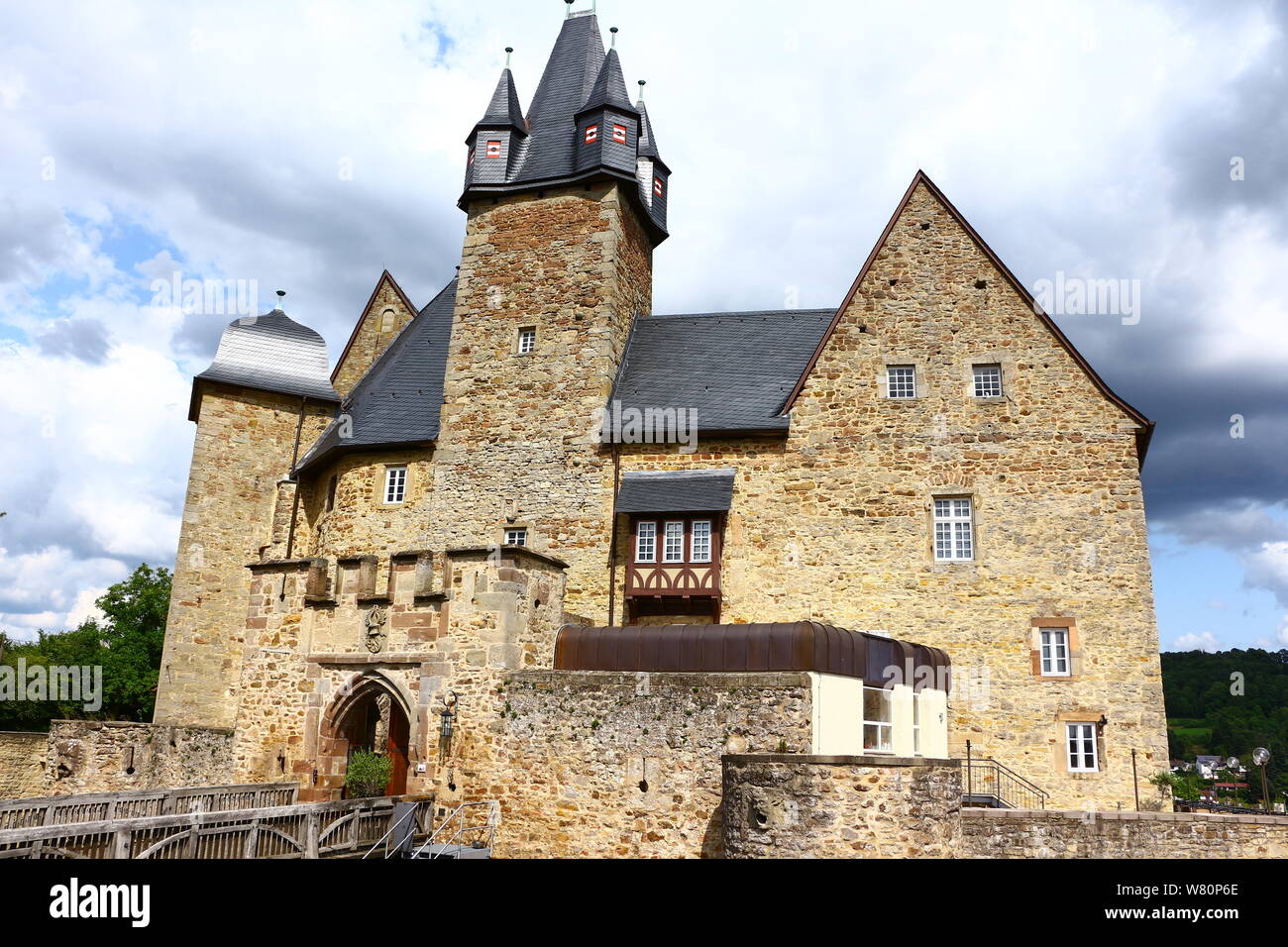 Blick auf das Schloss Spangenberg in Nordhessen Stock Photo