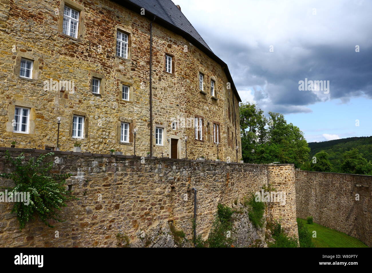 Blick auf das Schloss Spangenberg in Nordhessen Stock Photo