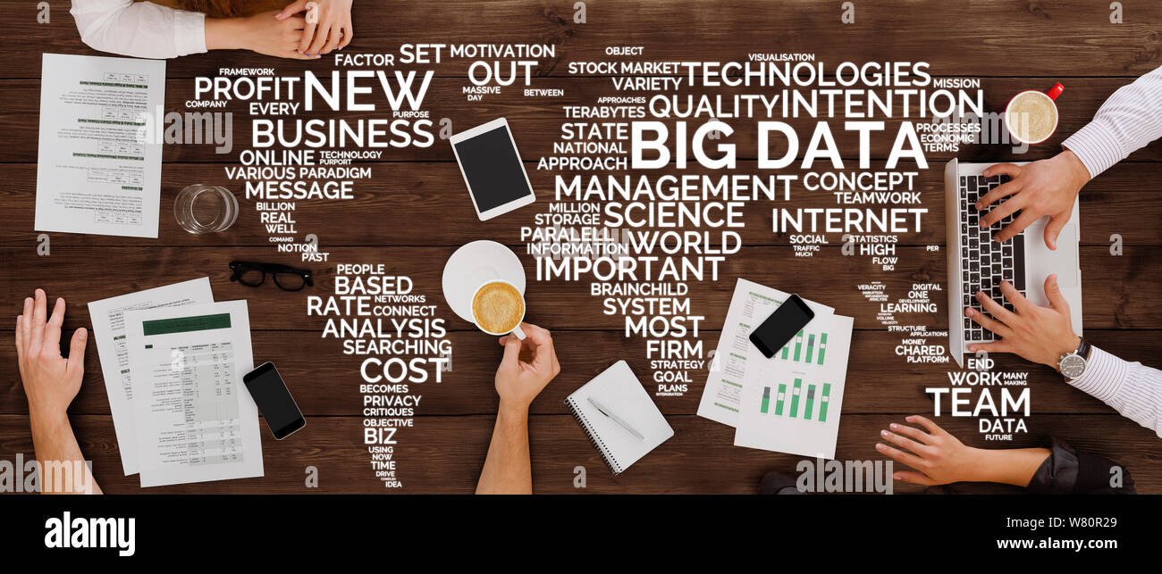 Workers in open space discussing big data processes Stock Photo