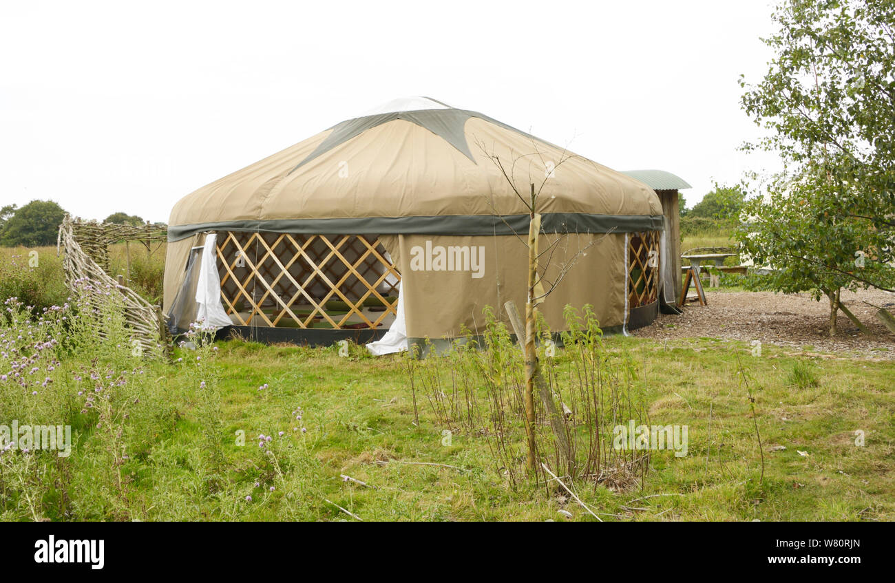 Yurt at Knepp rewilding park, Horsham, Sussex Stock Photo