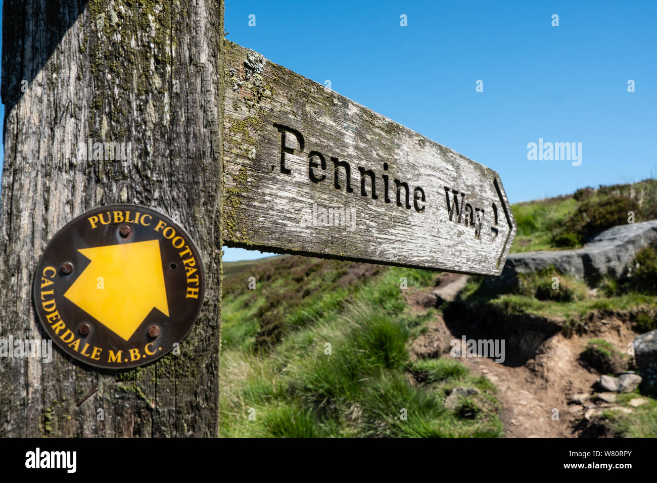 The Pennine Way, Walshaw Dean, Calderdale, West Yorkshire, UK Stock Photo