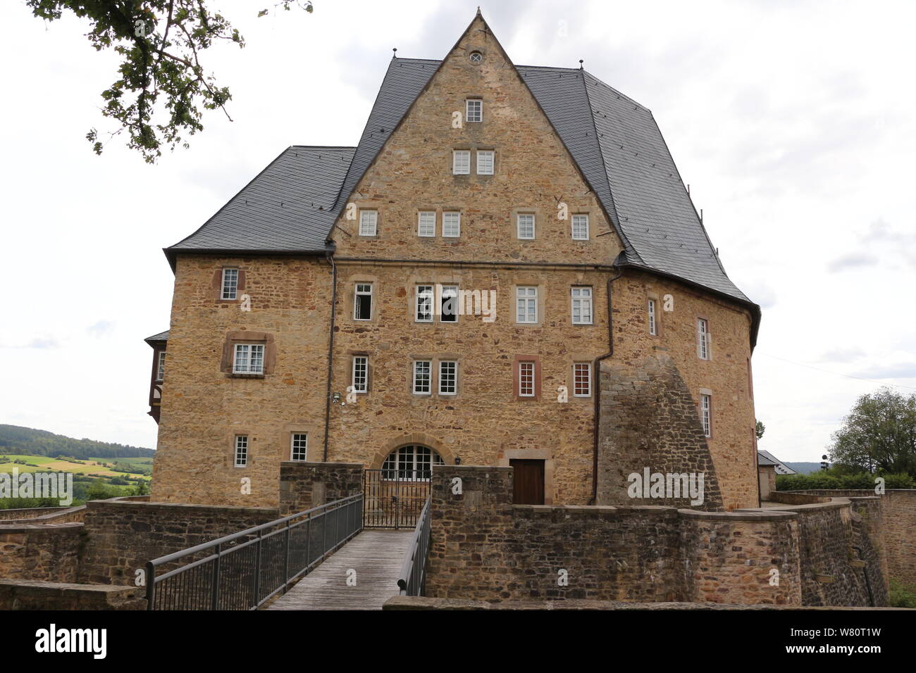 Blick auf das Schloss Spangenberg in Nordhessen Stock Photo