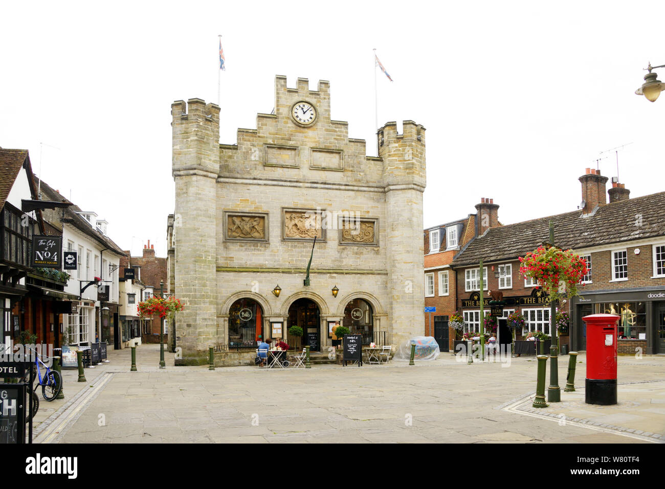 Horsham Town Hall, & pubs & restaurants Stock Photo