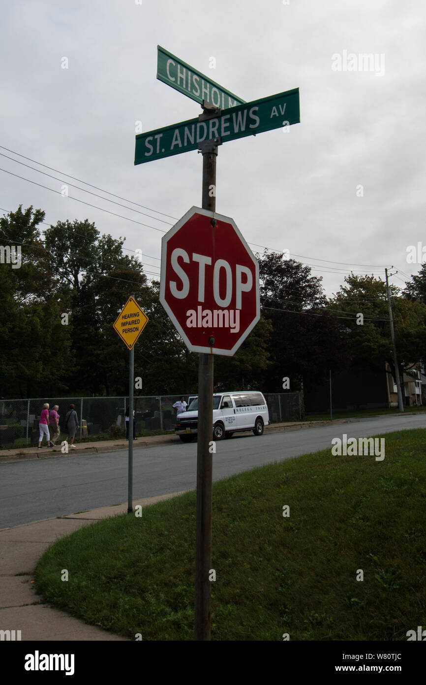 cross road Street stop sign Halifax Nova Scotia Canada Stock Photo Alamy
