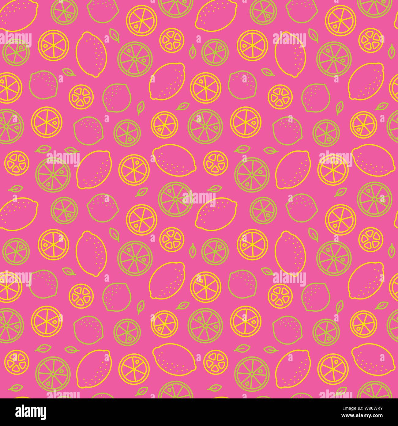 Lemons and limes citrus fruit icons seamless pattern vector ...
