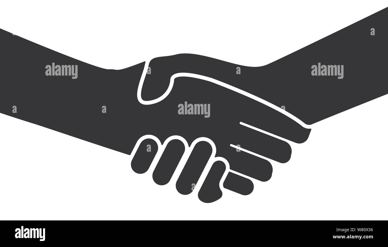 simple flat black and white handshake icon or symbol vector illustration Stock Vector