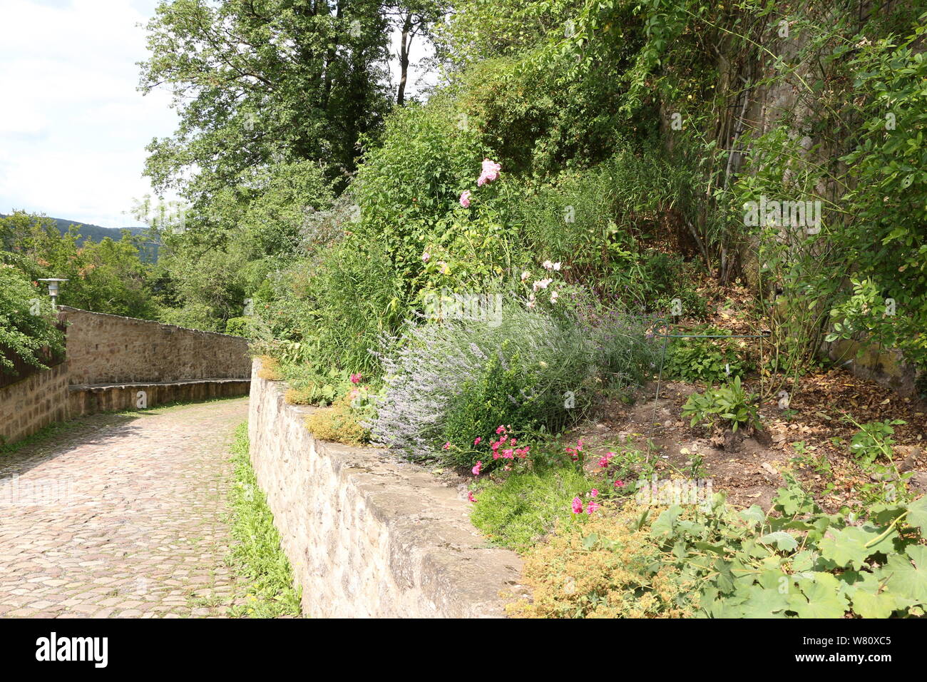 Aufgang zu Schloss Spangenberg in Nordhessen Stock Photo