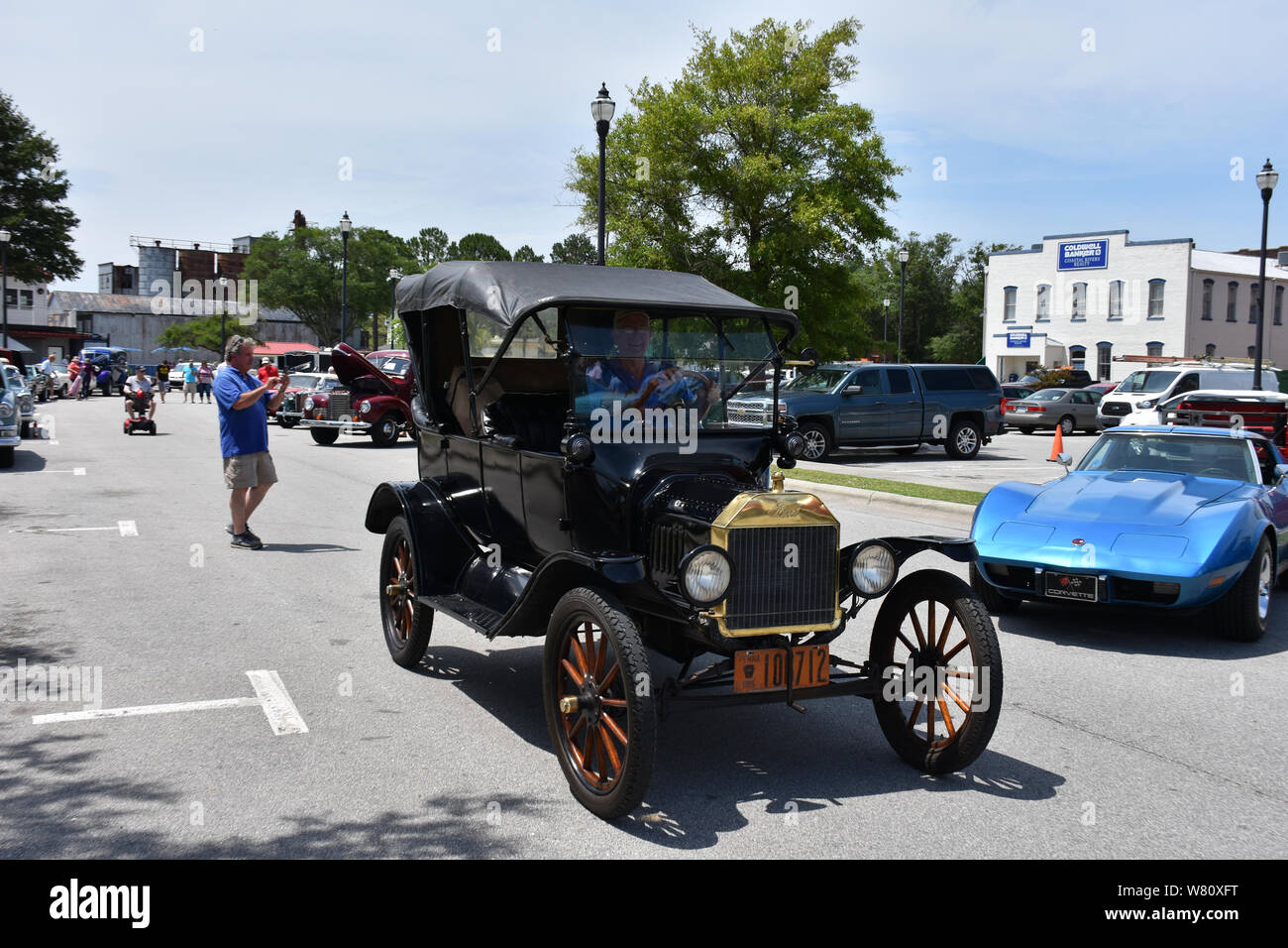 A 1916 Ford Model T at a car show. Stock Photo