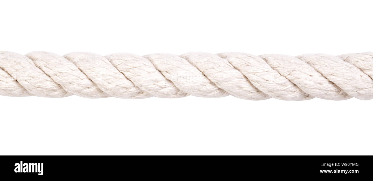 Nautical Rope White Fragment of a nautical rope close-up isolated on a white background ...
