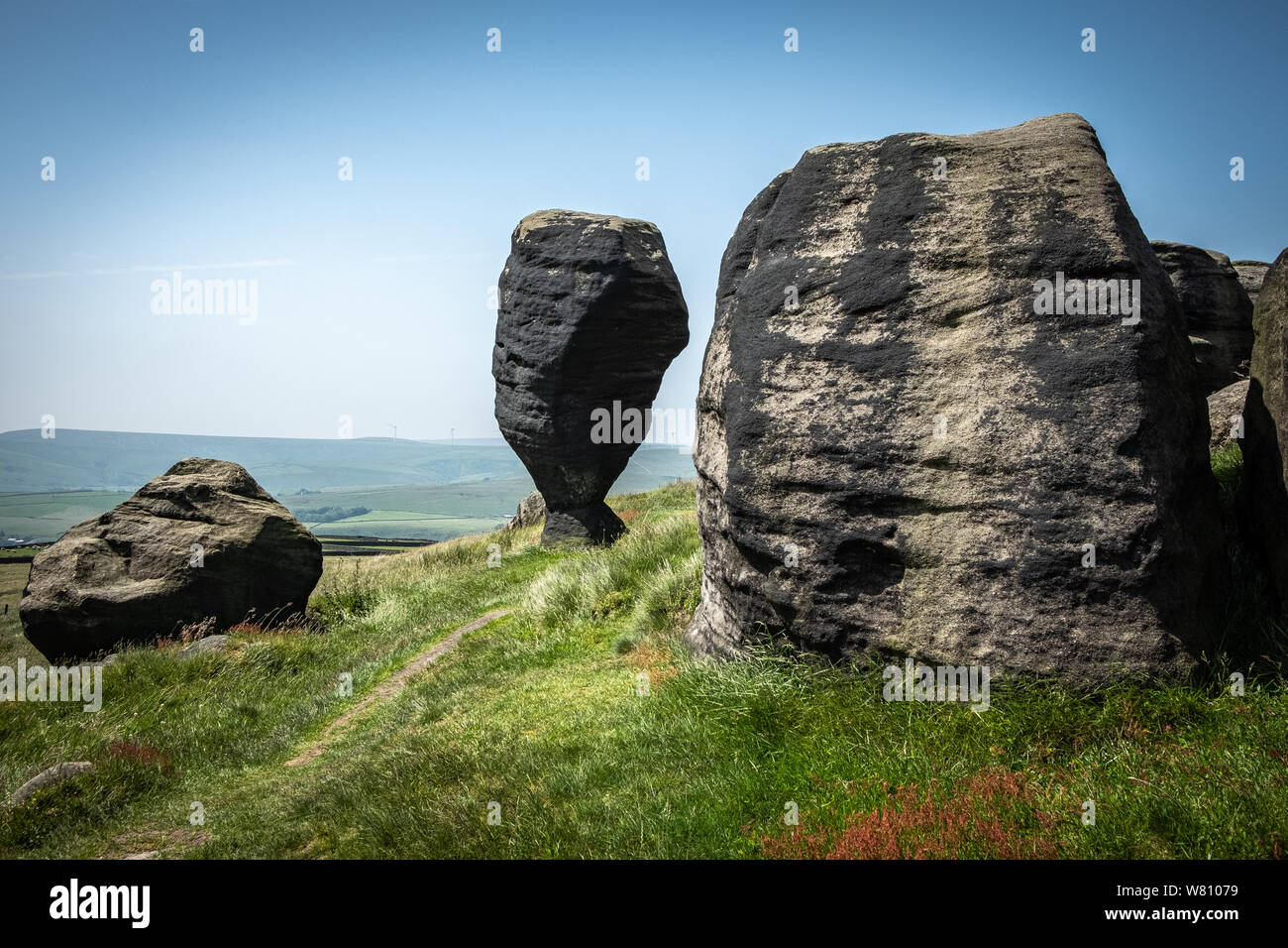 Bridestone Rocks The Bridestones, Gritstone rock formations near Todmorden, West ...