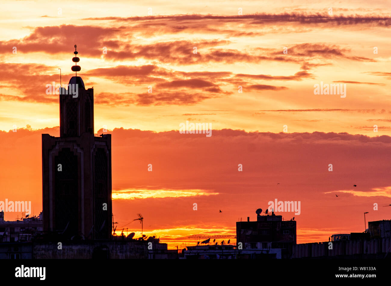 Sunset in Casablanca, Morocco by Abd-Elilah Ouassif. Stock Photo